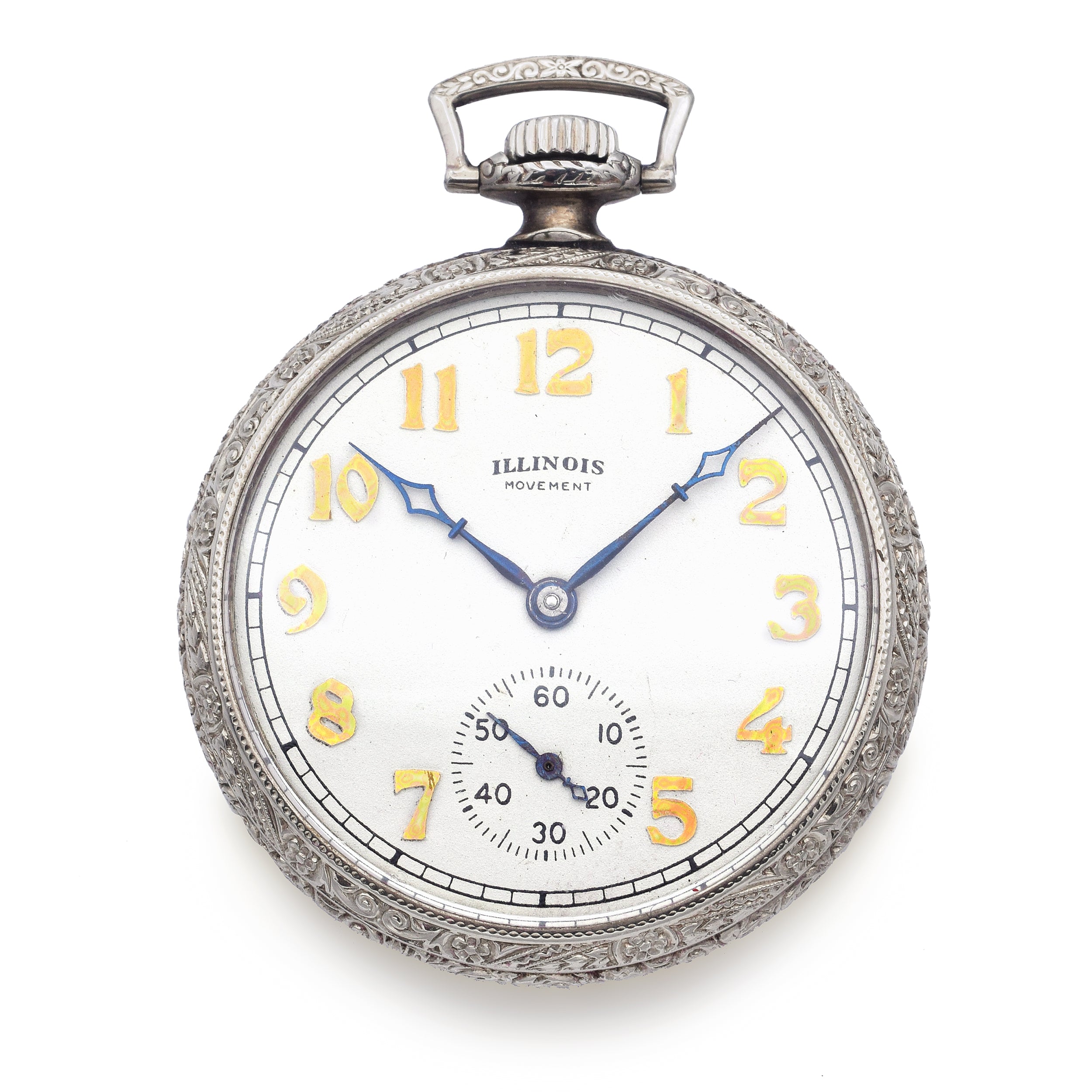 Antique 1923 Illinois Watch Co. 21J 25 Year 14K GF Size 12 Pocket Watc