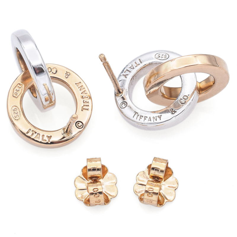 Vintage Tiffany & Co. 18K Gold & Sterling Silver Circle Drop Earrings