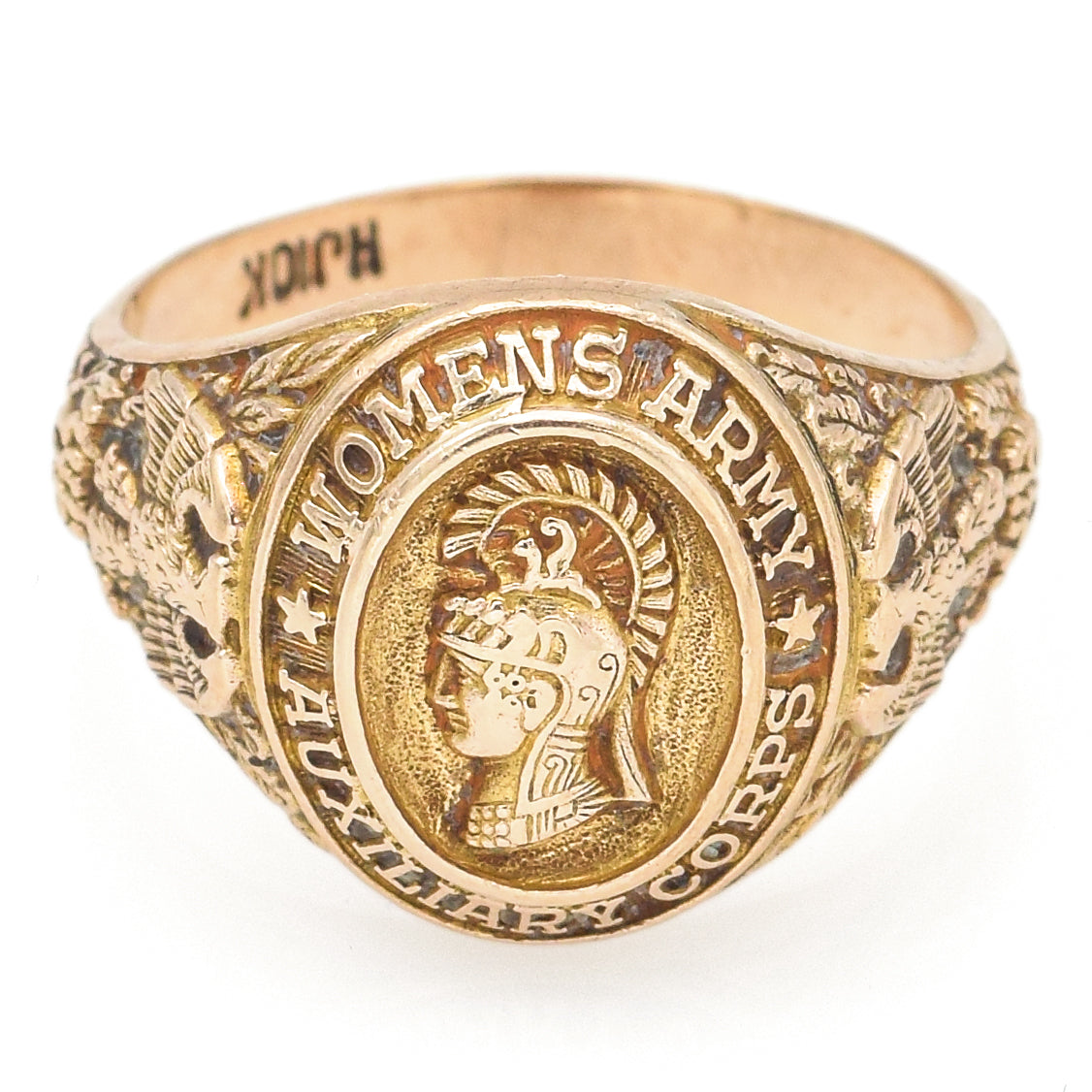 Vintage 10K Yellow Gold Women's Army Auxiliary Corps. Ring Blue