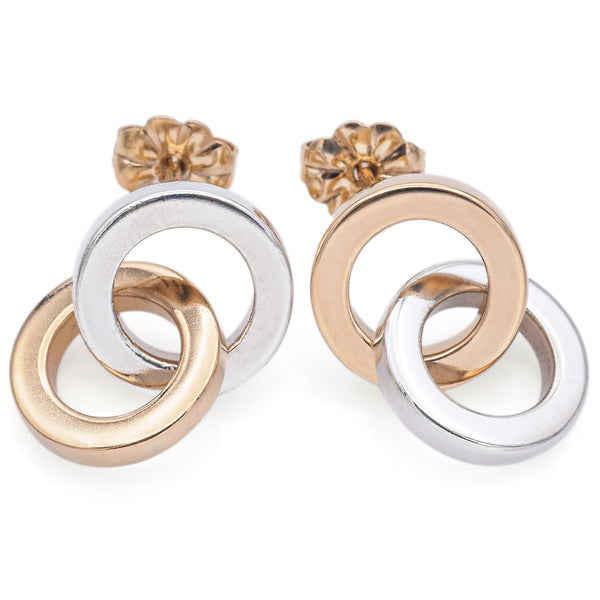 Vintage Tiffany & Co. 18K Gold & Sterling Silver Circle Drop Earrings