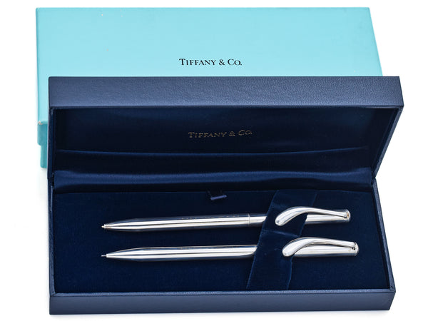 Tiffany & Co. Elsa Peretti Sterling Silver Pen and Pencil Set with Box