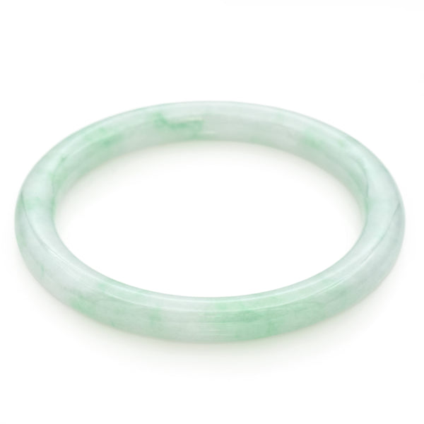 GIA 120.09CtTranslucent Mottled Green White Grade A Jadeite Jade Bangle Bracelet