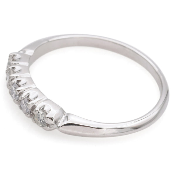 Vintage 17K White Gold Diamond Semi-Eternity Band Ring
