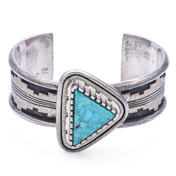 Vintage Silver Turquoise Triangle Southwestern Cuff Bracelet