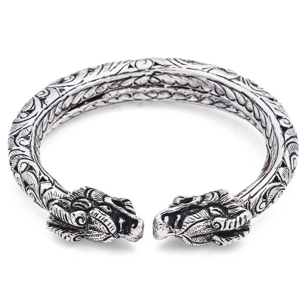 Vintage Sterling Silver Dragon Cuff Bracelet 7 Inches