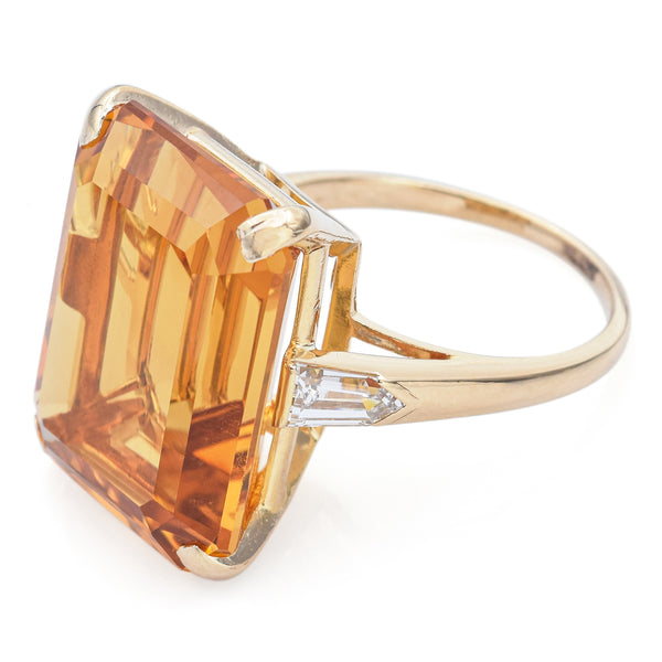Cartier 22.58 Ct Citrine & 0.57 TCW Diamond 14K Yellow Gold Cocktail Ring