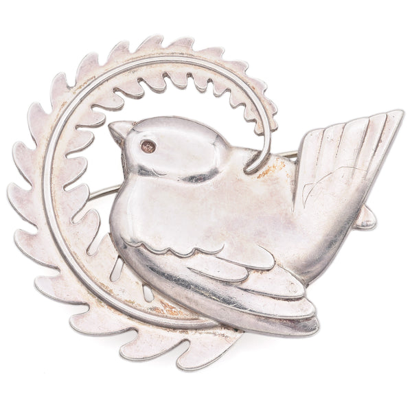 Vintage Georg Jensen Denmark Sterling Silver#309 Dove Leaf Brooch Pin