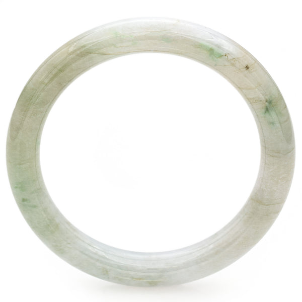 GIA 219Ct Translucent Green Light Gray Grade A Jadeite Jade Bangle Bracelet