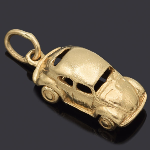 Vintage 14K Yellow Gold Volkswagen Beetle Car Charm Pendant 3.5 Grams