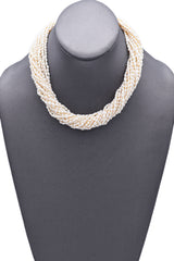 Estate 18K Yellow Gold Rice Pearl Beaded Strand Torsade Necklace