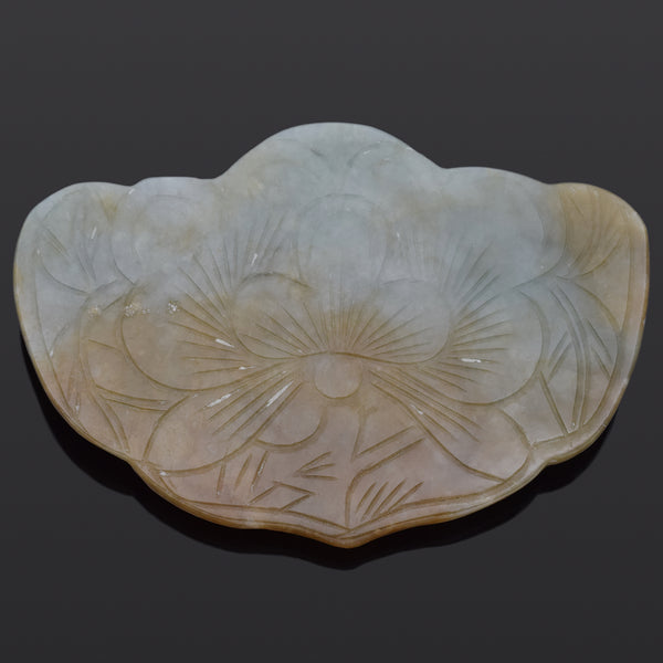 Vintage Multi Color Jade Large Carved Floral Figurine 46 Grams