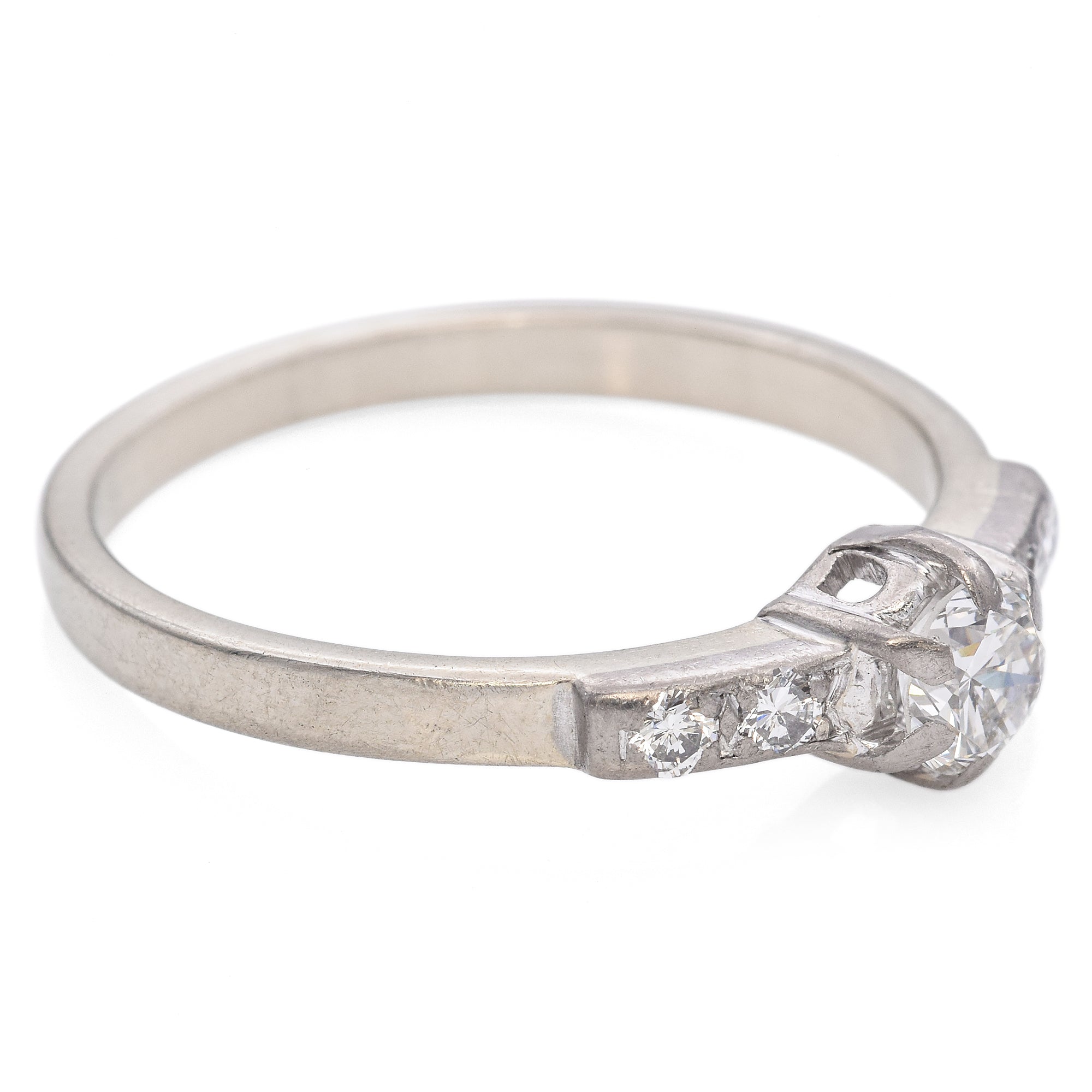 Vintage 14K White Gold 0.48 TCW Diamond Engagement Ring