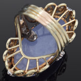 Vintage 14K Yellow Gold 21.56 Ct. Lavender Jade & Diamond Cocktail Ring Size 7