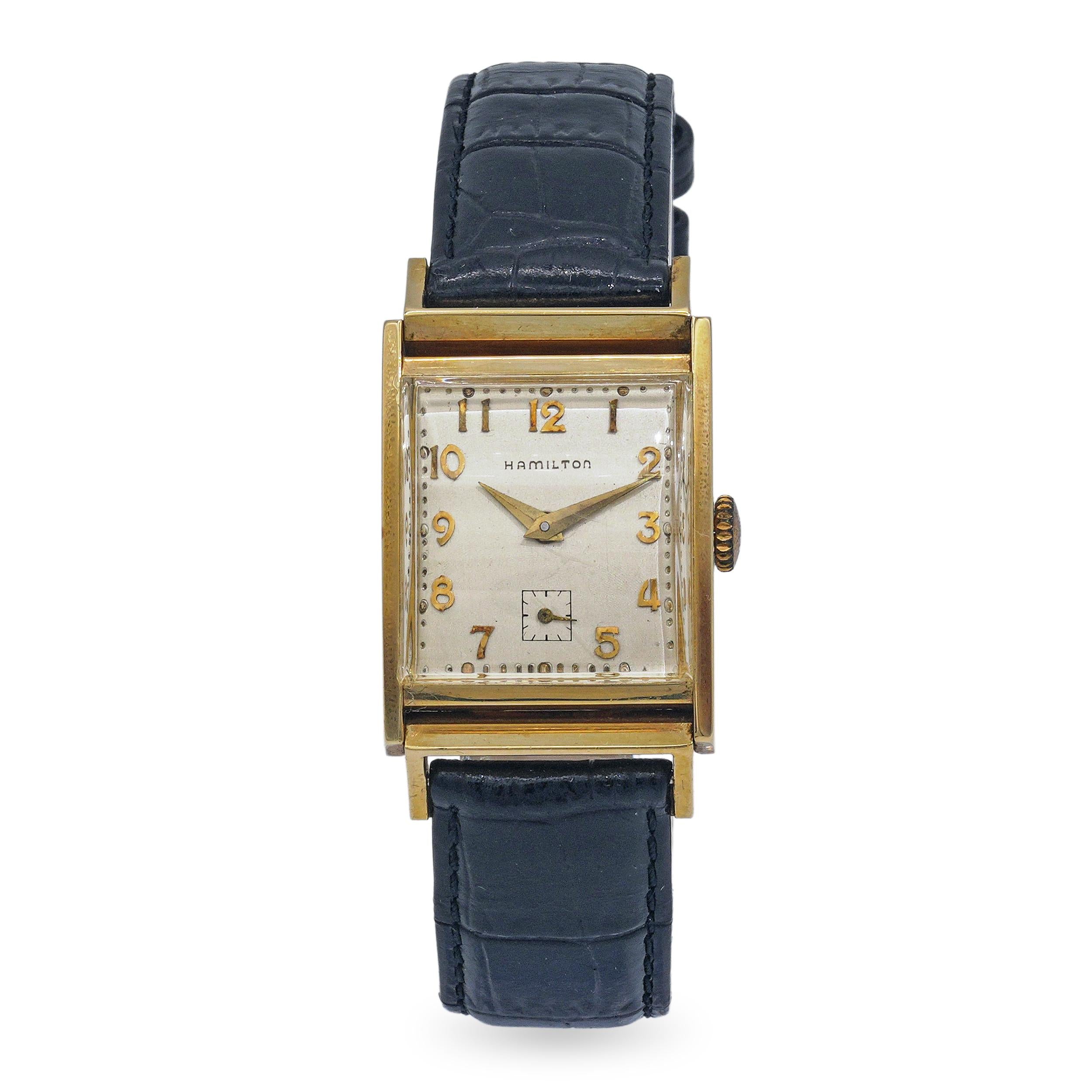 Vintage Mid Century Hamilton 14k Yellow Gold Hand Wind Watch