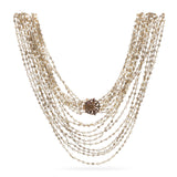 Vintage 14k Rose Gold Rose Cut Diamond Smoky Quartz & Pearl Multistrand Necklace