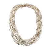 Vintage 14k Rose Gold Rose Cut Diamond Smoky Quartz & Pearl Multistrand Necklace
