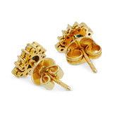 Vintage 12k Yellow Gold Sapphire & Diamond Halo Stud Earrings