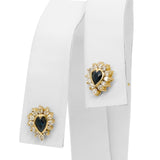 Vintage 12k Yellow Gold Sapphire & Diamond Halo Stud Earrings