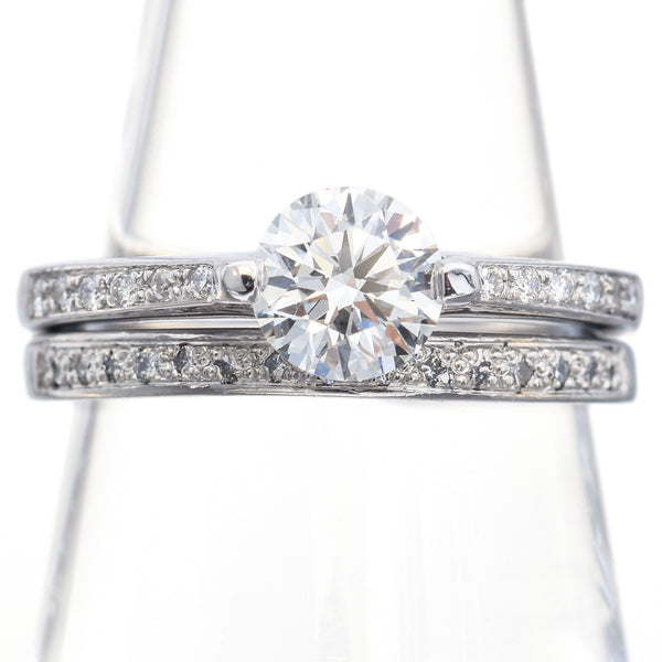 Platinum .60ct I VS Diamond Wedding Band Ring Set Size 4.25