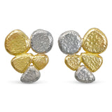 Vintage 18k Yellow Gold and Palladium Free Form Cluster Earrings