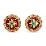Vintage 14k Yellow Gold Enamel Painted Stud Earrings