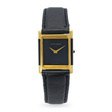 Vintage 1980s Movado 18k Yellow Gold Onyx Dial Tank Men's Watch