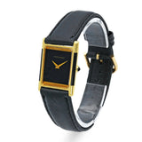Vintage 1980s Movado 18k Yellow Gold Onyx Dial Tank Men's Watch