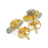 Vintage 18k Yellow Gold and Palladium Free Form Cluster Earrings