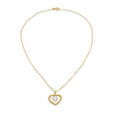 Mikimoto 18k Yellow Gold Cultured Pearl and Diamond Heart Necklace