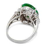 Vintage White Gold 7.23ct Imperial Green Jadeite Jade & Diamond Ring