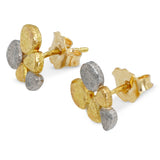 Vintage 18k Yellow Gold and Palladium Free Form Cluster Earrings