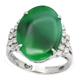 Vintage White Gold 7.23ct Imperial Green Jadeite Jade & Diamond Ring