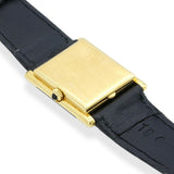 Vintage 1980s Movado 18k Yellow Gold Onyx Dial Tank Men's Watch