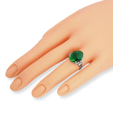 Vintage White Gold 7.23ct Imperial Green Jadeite Jade & Diamond Ring