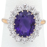 Vintage 18K Yellow Gold and Platinum 2.37 Ct Amethyst & 1.12 TCW Diamond Ring
