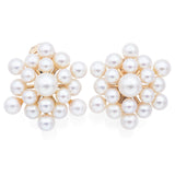Vintage 14K Yellow Gold Pearl Cluster Snowflake Clip-On Earrings