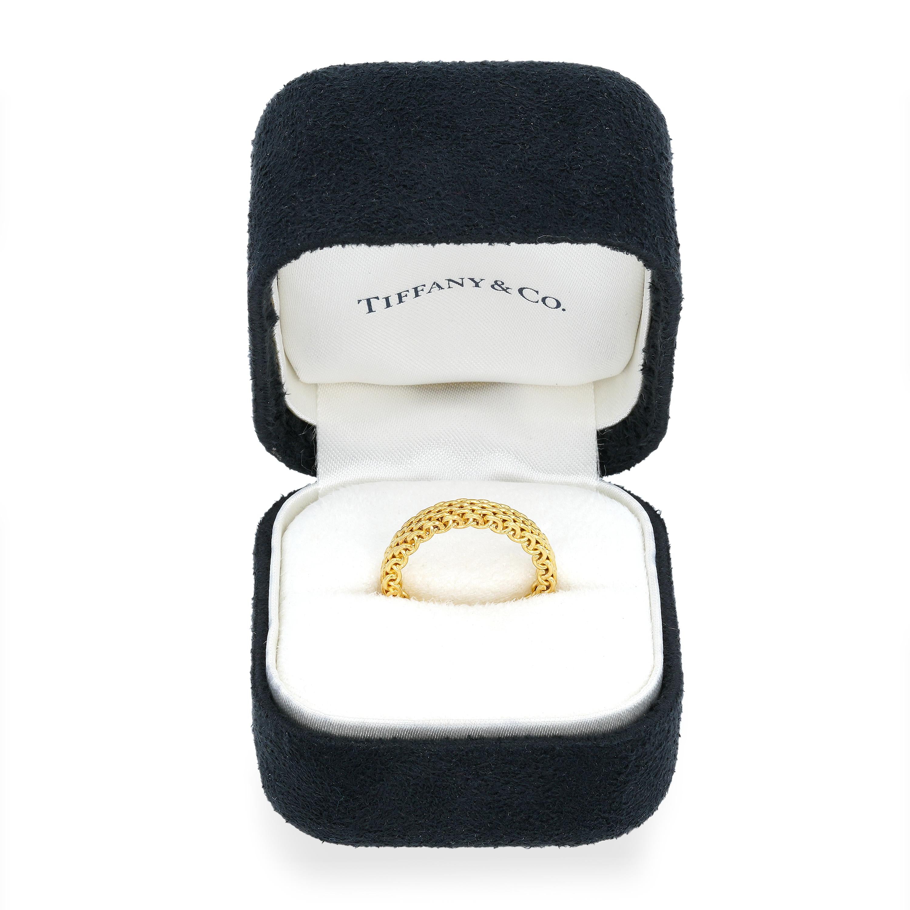 Tiffany and Co. 18k Yellow Gold Sommerset Mesh Ring