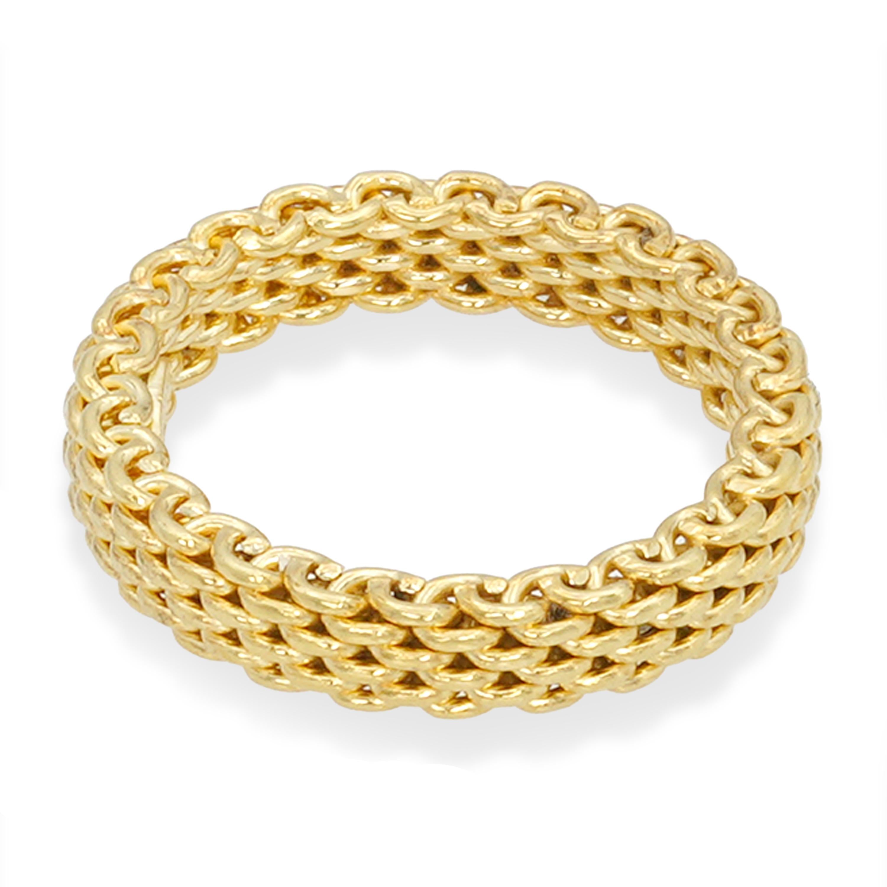 Tiffany and Co. 18k Yellow Gold Sommerset Mesh Ring