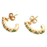 Vintage 14k Emerald and Diamond Open Hoop Earrings