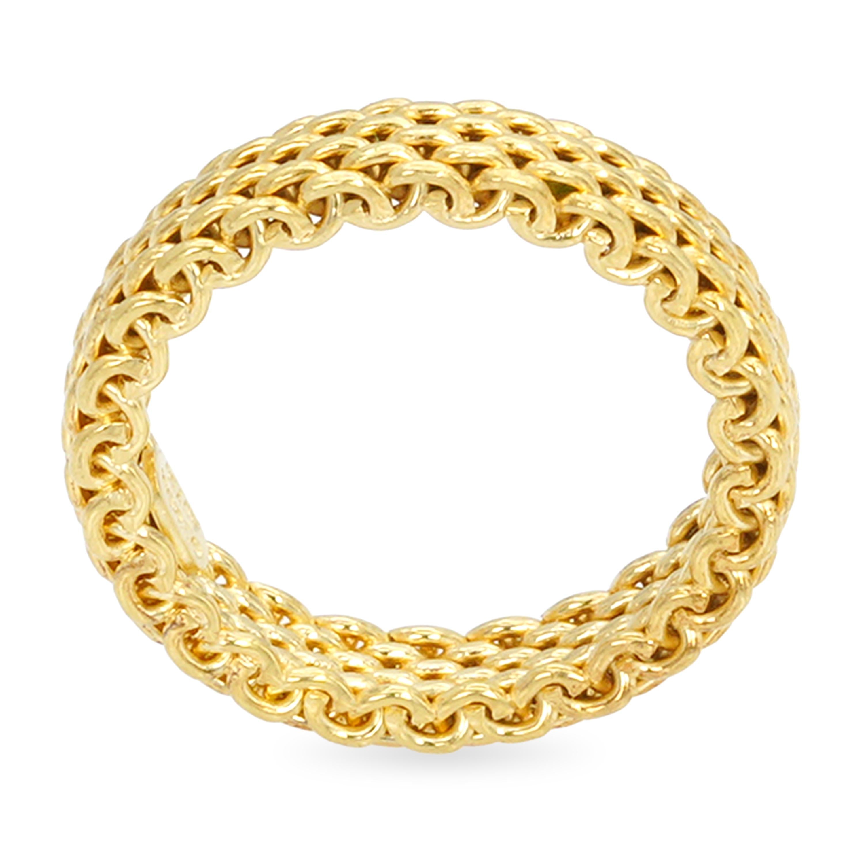 Tiffany and Co. 18k Yellow Gold Sommerset Mesh Ring