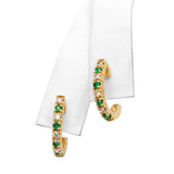 Vintage 14k Emerald and Diamond Open Hoop Earrings