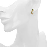 Vintage 14k Emerald and Diamond Open Hoop Earrings