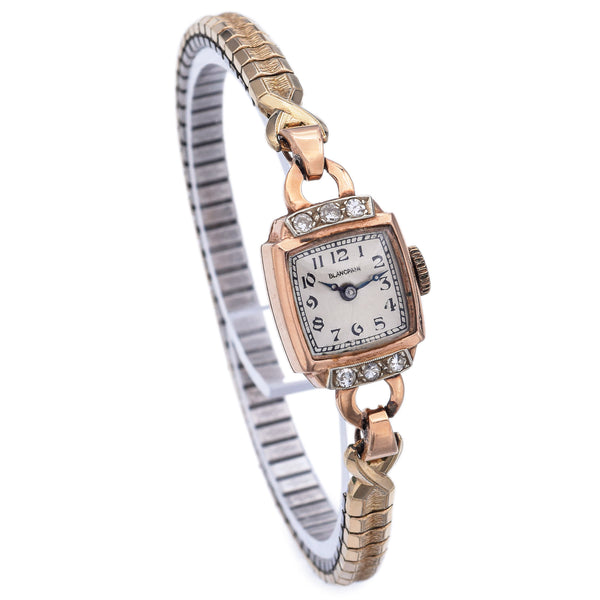 Antique Blancpain 14K Rose Gold Diamond Hand Wind Women's Watch