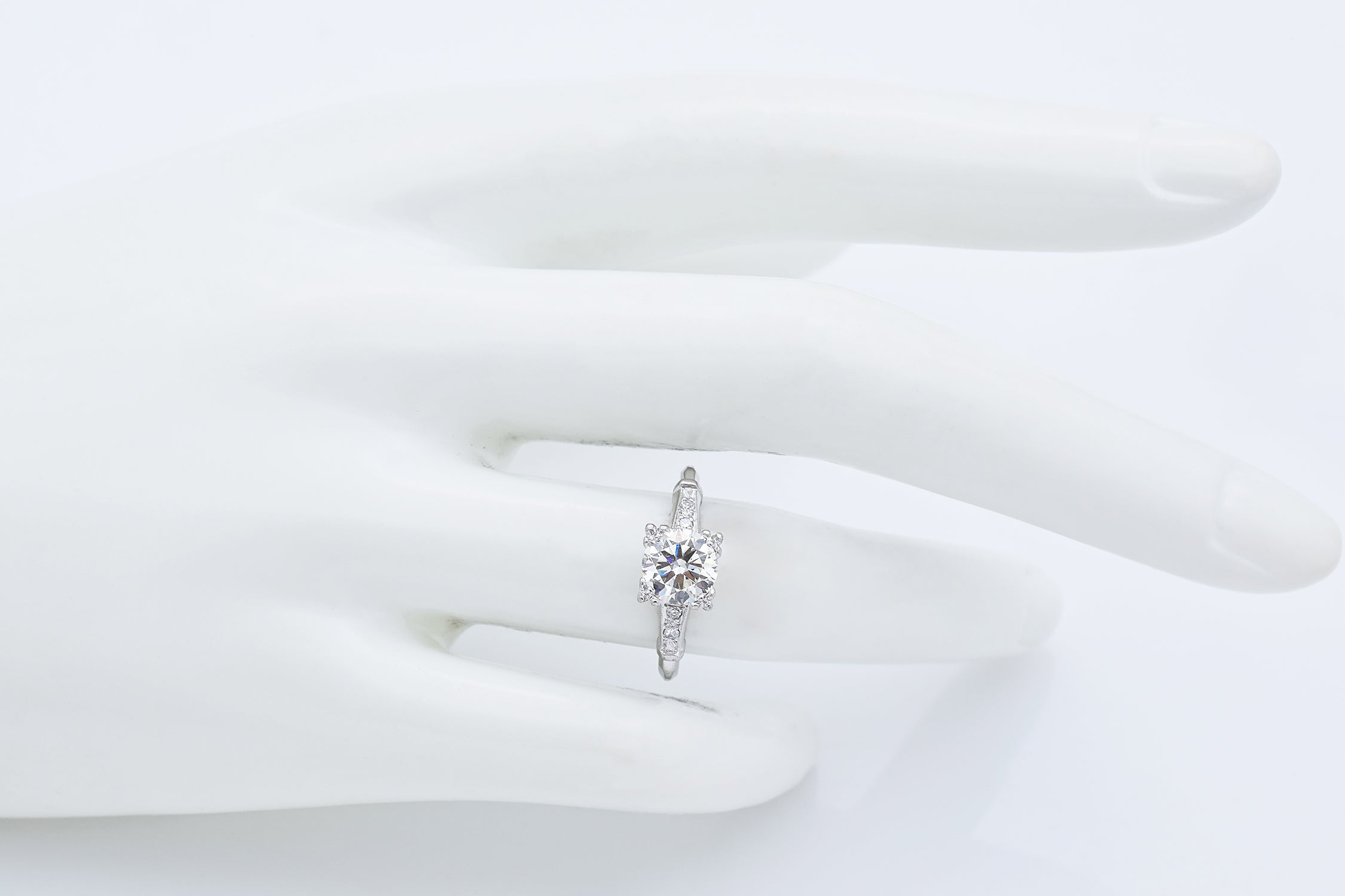 Antique Art Deco Platinum 1.14 TCW Diamond Ring Size 6