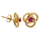 Vintage Tiffany & Co. 14k Yellow Gold Ruby Trefoil Knot Earrings