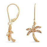 Na Hoku 14k Yellow Gold Diamond Palm Tree Earrings