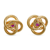 Vintage Tiffany & Co. 14k Yellow Gold Ruby Trefoil Knot Earrings