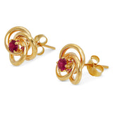 Vintage Tiffany & Co. 14k Yellow Gold Ruby Trefoil Knot Earrings