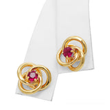 Vintage Tiffany & Co. 14k Yellow Gold Ruby Trefoil Knot Earrings