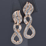 Estate 10K Yellow Gold 1.84 TCW Diamond Dangle Infinity Earrings